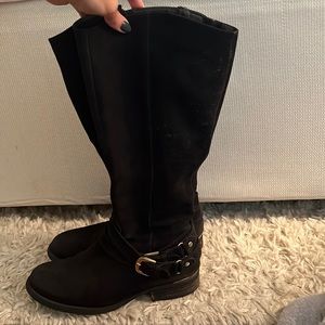 Black Steven Madden Boots with gold details